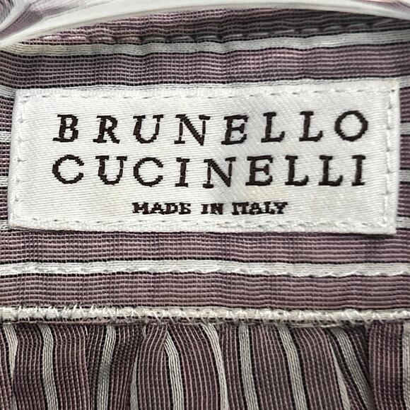 Brunello Cucinelli Cotton/Silk Blend Striped Button-Front Shirt/XL - Picture 4 of 11
